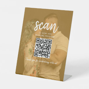 Photo QR Code Wedding Program Pedestal Sign