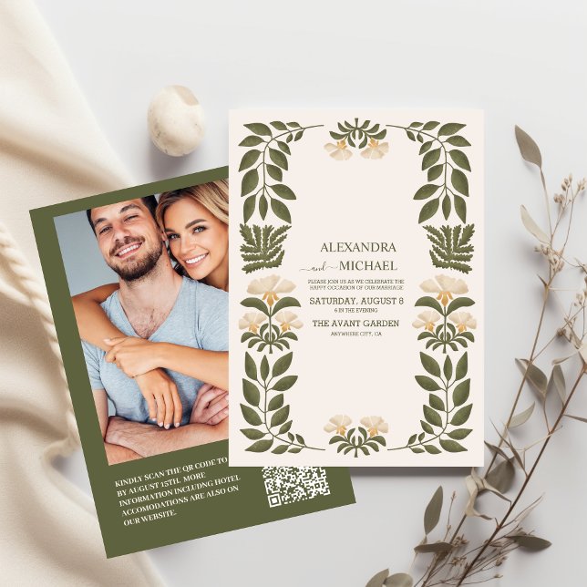 Photo QR Code Wildflowers Botanical Garden Wedding Invitation (Creator Uploaded)