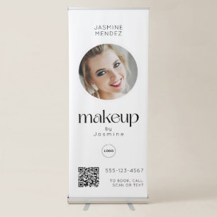 Photo QR Makeup Simple Minimal White Salon Retractable Banner