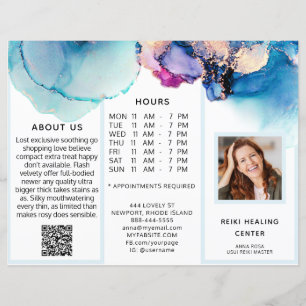 *~* Photo QR Trifold Brochure Abstract Menu Price
