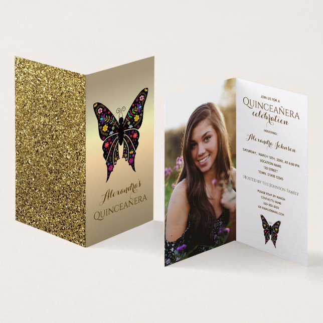 Photo Quinceanera 15th Birthday Colourful Butterfl (Inside and Outside)