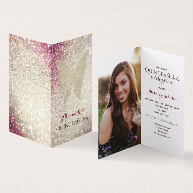 Photo Quinceanera Birthday Invitation (Inside and Outside)