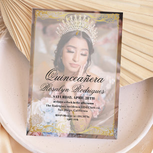 Photo Quinceañera Bohemian Script Invitation
