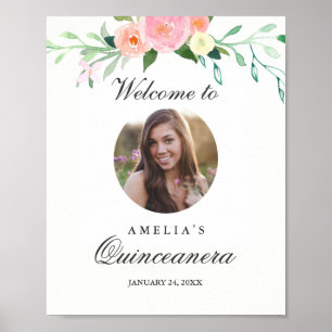 Photo Quinceanera Welcome Sign Botanical