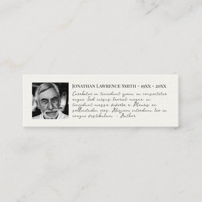 Photo quote celebration of life funeral bookmark mini business card (Front)
