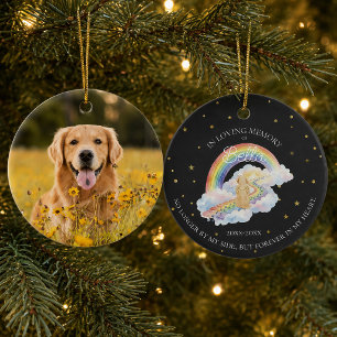 Photo Rainbow Bridge Lab Dog Angel Pet Memorial Ceramic Tree Decoration