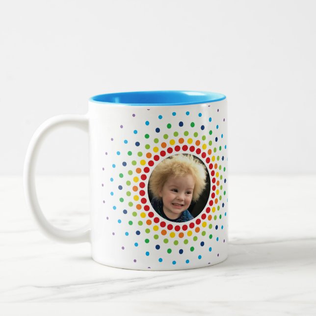 PHOTO RAINBOW MANDALA modern kids picture Two-Tone Coffee Mug (Left)