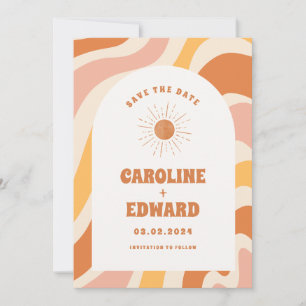 Photo Rainbow Wavy Groovy Save the Date Qr Code