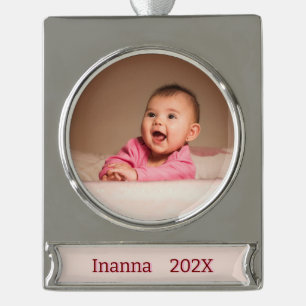 Photo Ready  Silver Plated Banner Ornament