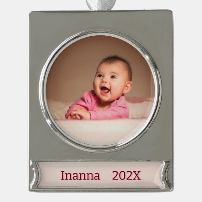 Photo Ready  Silver Plated Banner Ornament (Front)