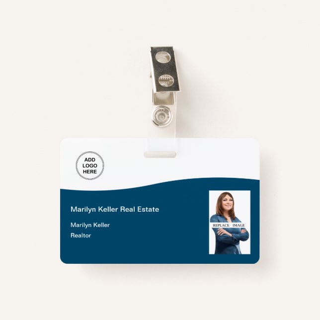 Photo Real Estate Logo Template Name ID Badge (Front with Clip)