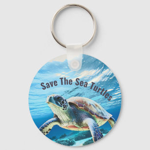 Photo Realistic Sea Turtle   Save The Sea Turtle Key Ring