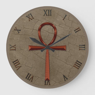 Photo Realistic Wood-effect & Copper-look Ankh Large Clock