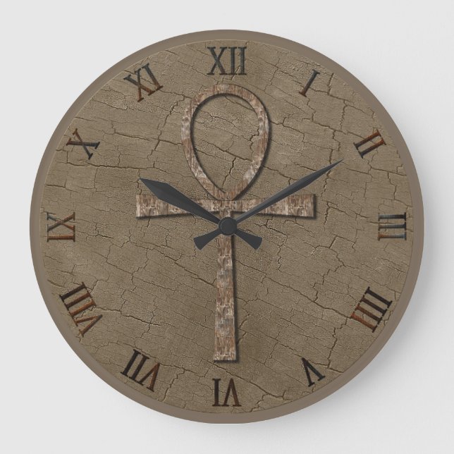 Photo Realistic Wood-effect & Wood-look Ankh Large Clock (Front)