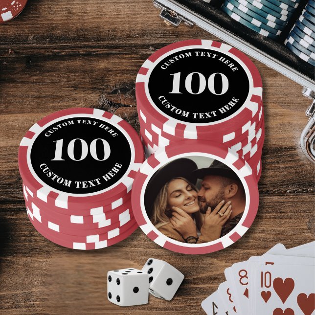 Photo Red 100 Numbered Poker Chips (Photo Red 100 Numbered Poker Chips)