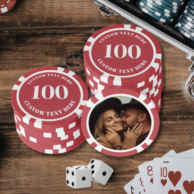 Photo Red 100 Numbered Poker Chips (Photo Red 100 Numbered Poker Chips)