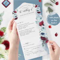 Photo, Red and Blue Wedding with Perforated RSVP