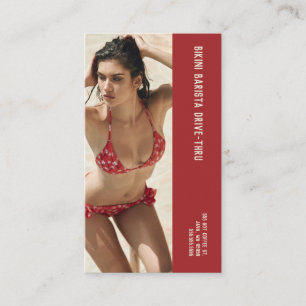 Photo Red Bikini Barista Double Number Coffee Loyalty Card