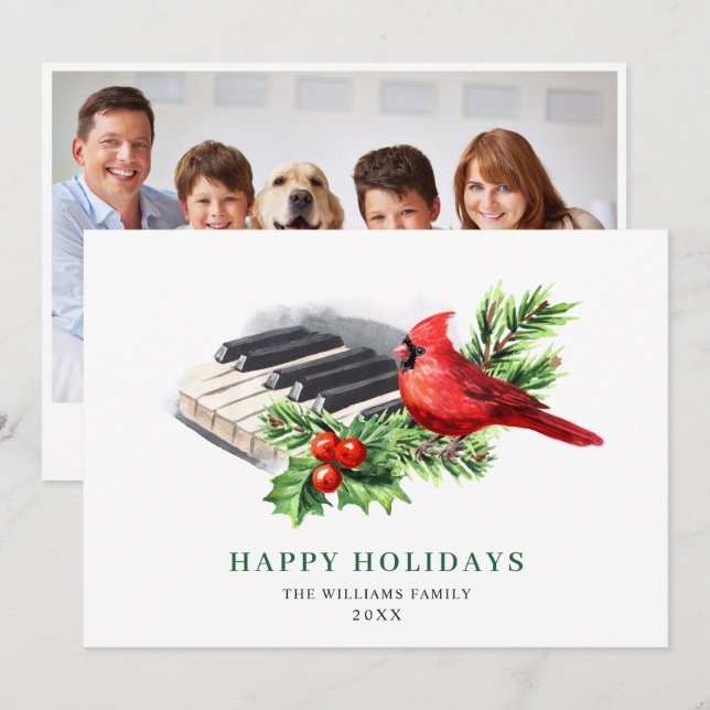 PHOTO Red Cardinal Bird Christmas Greeting Holiday Card (Front/Back)