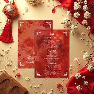 Photo Red Floral Chinese Tea Ceremony Wedding Invitation
