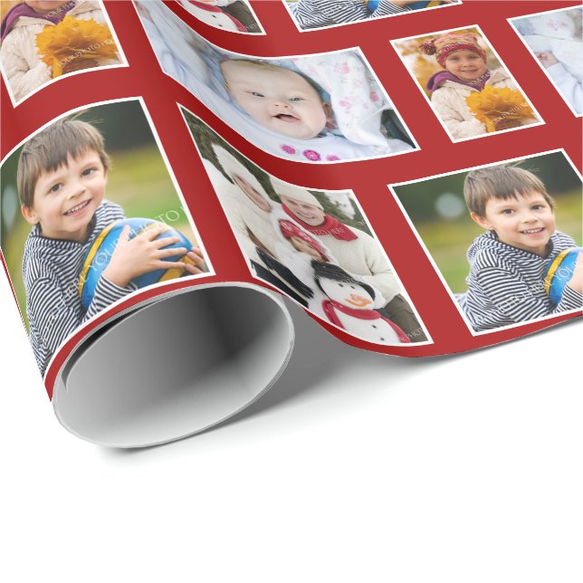 Photo Red Holiday Wrapping Paper (Roll Corner)