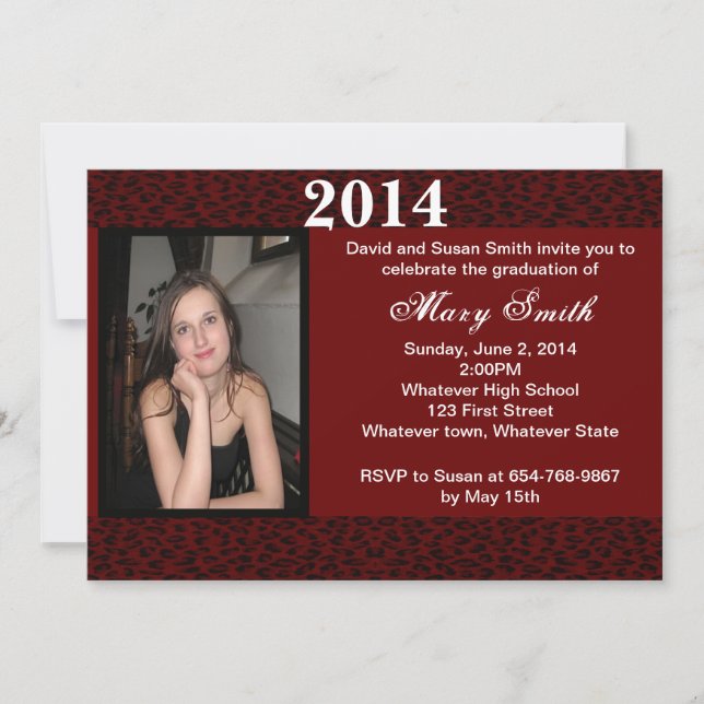 Photo Red Leopard Graduation Invitation (Front)