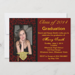 Photo Red Leopard Graduation Invitation