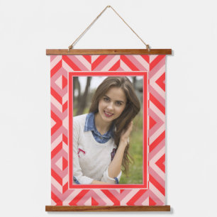 Photo Red Three-Tone Diamond Pattern Hanging Tapestry