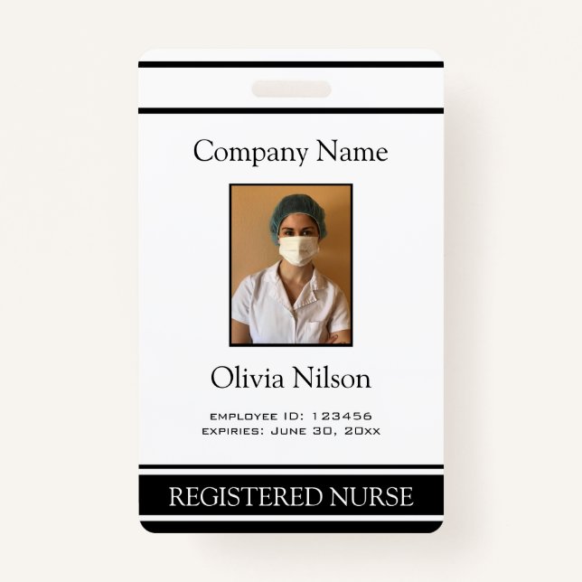 Photo Registered Nurse ID Badge (Front)