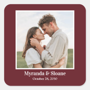 Photo Rehearsal Dinner Burgundy Square Sticker