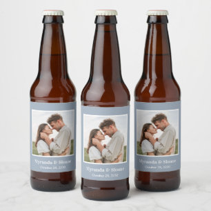 Photo Rehearsal Dinner Dusty Blue Beer Bottle Label