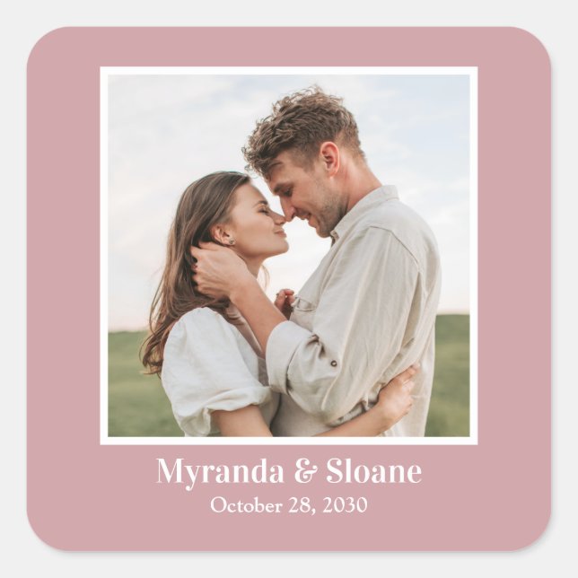 Photo Rehearsal Dinner Dusty Rose Square Sticker (Front)