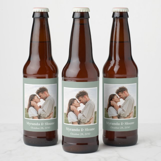 Photo Rehearsal Dinner Eucalyptus Beer Bottle Label (Bottles)