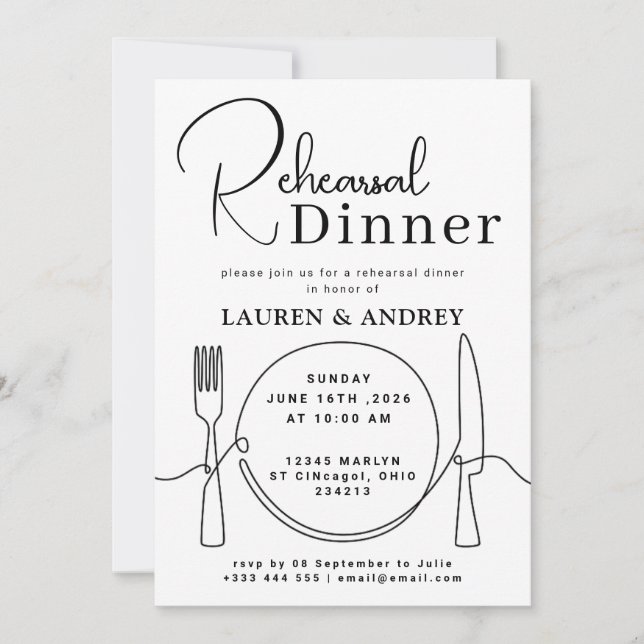 Photo Rehearsal Dinner Invitation (Front)