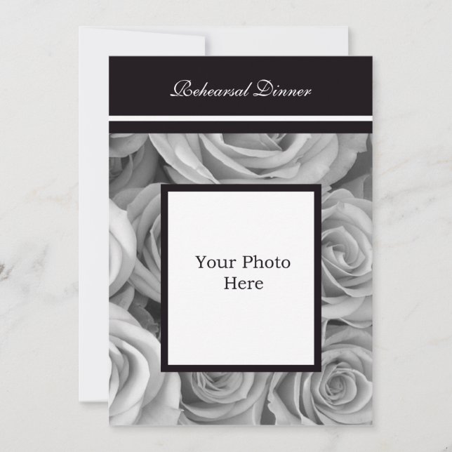 Photo Rehearsal Dinner Invitation -- Rose Border (Front)