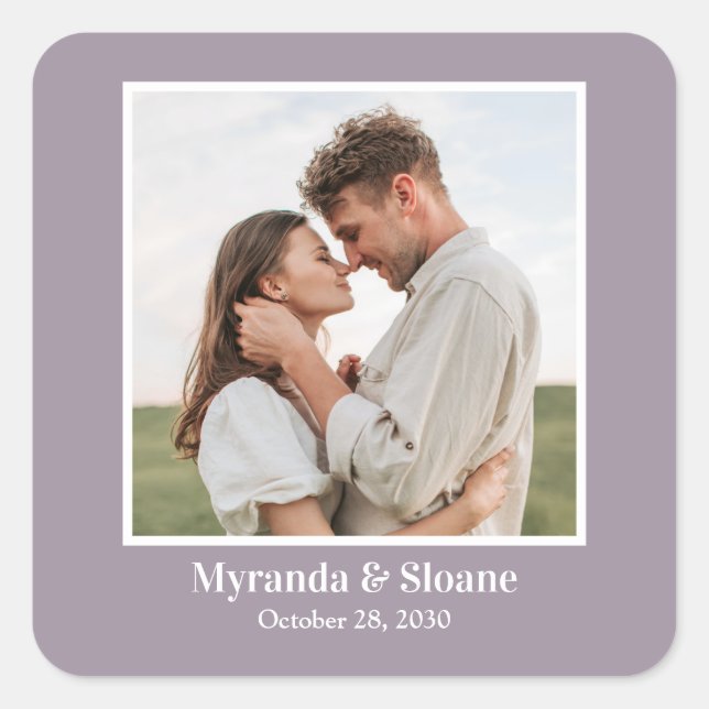 Photo Rehearsal Dinner Purple Square Sticker (Front)
