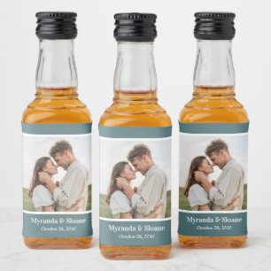Photo Rehearsal Dinner Teal  Liquor Bottle Label