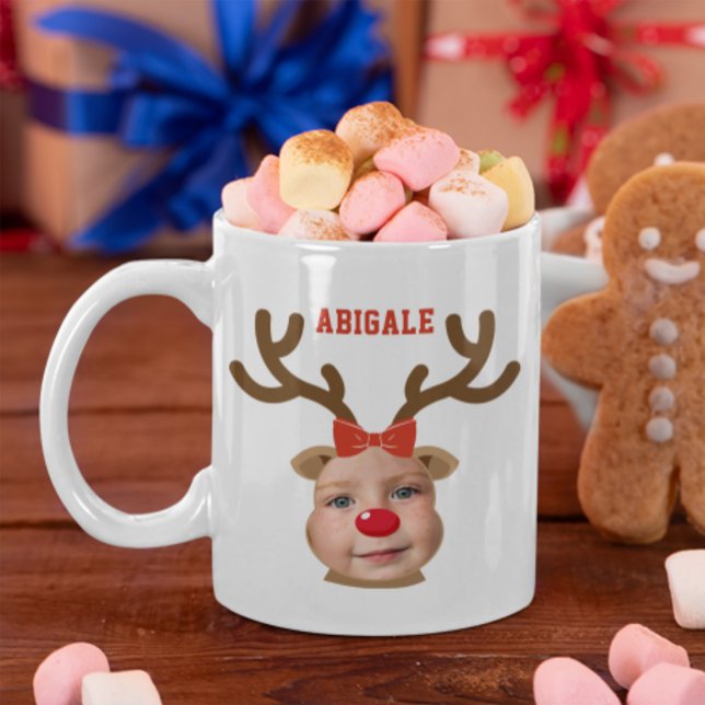 Photo Reindeer Face Girl’s Mug (Adorable Reindeer Face Mug)