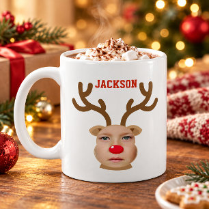 Photo Reindeer Face Personalised Mug