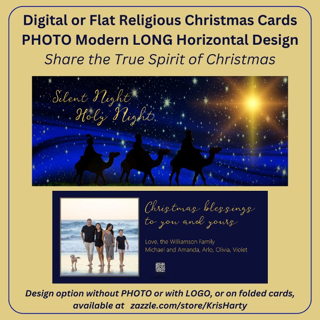 PHOTO Religious Christmas Card Long Horizontal (Send the true Spirit of Christmas to family and friends along with the year's favorite family photo.)