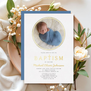 Photo Religious Cross Boy Baptism Gold