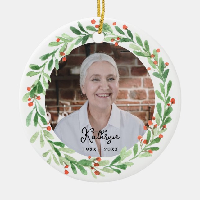 Photo Remembrance Memorial Christmas Ornament  (Front)