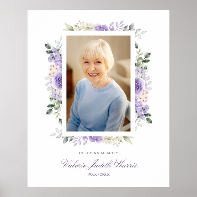 Photo Remembrance Service Dear Ones Purple Shades  Poster (Front)