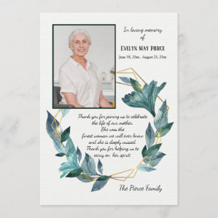 Photo Remembrance Sympathy Thank You Card