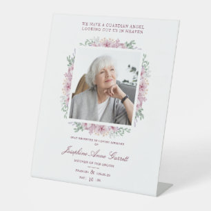 Photo Remembrance Wedding Dear Ones Pink Shades Pedestal Sign