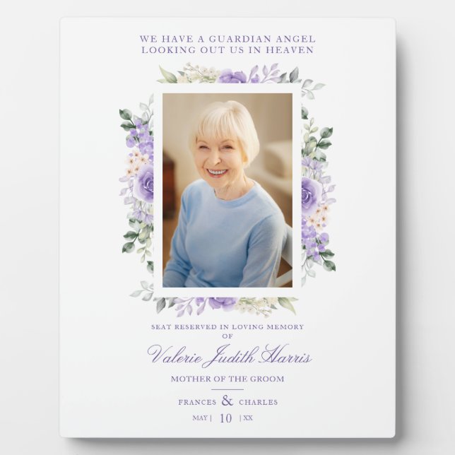Photo Remembrance Wedding Dear Ones Purple Shades Plaque (Front)