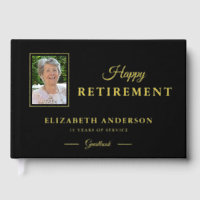 Photo Retirement Party Black with Gold Foil