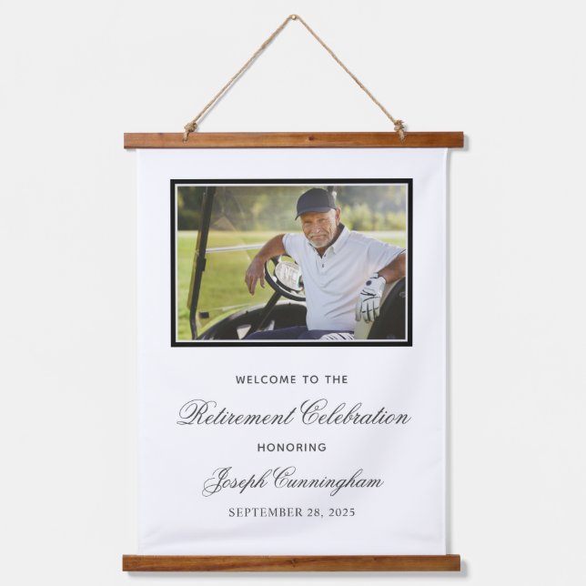 Photo Retirement Party Celebration Welcome Sign Hanging Tapestry (Front)