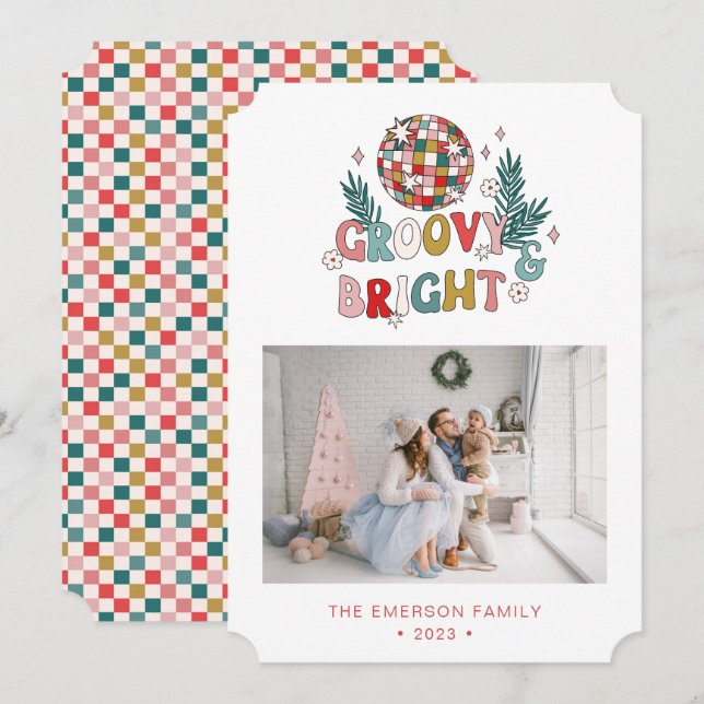 Photo Retro Christmas Card (Front/Back)