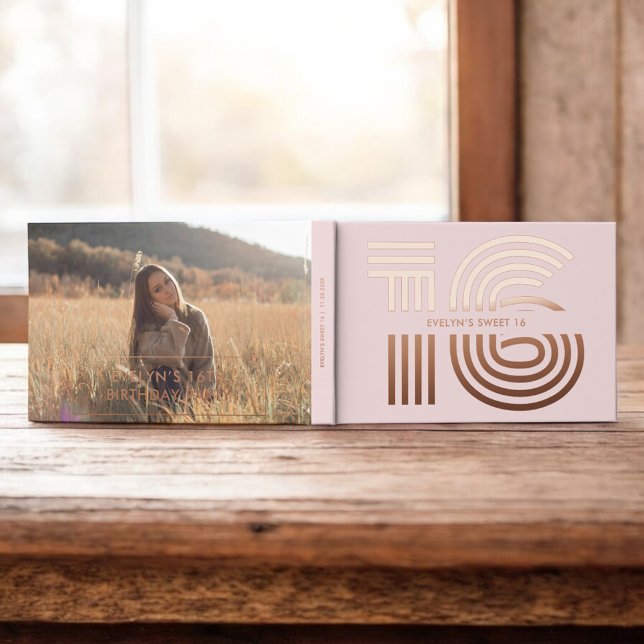 Photo Retro Elegant Blush Sweet 16 Guest Book (Creator Uploaded)